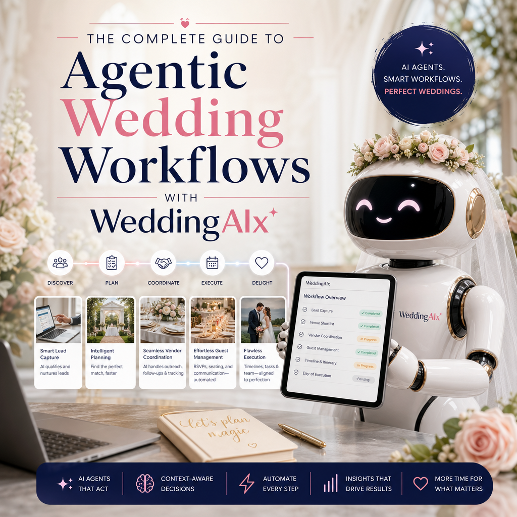 Robot assistant illustrating agentic wedding workflows for streamlined wedding planning with WeddingAIx