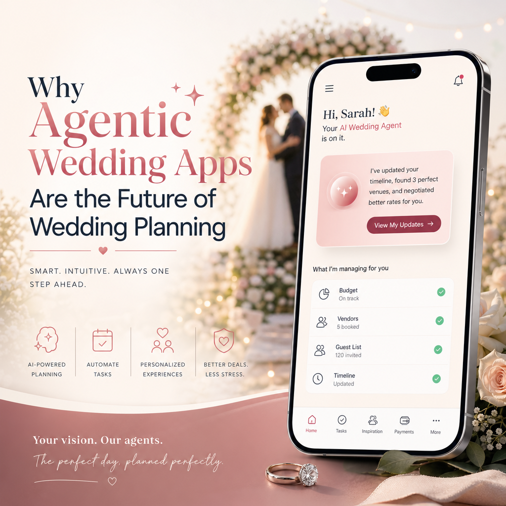 Smart wedding planning app on a phone with personalized event management features